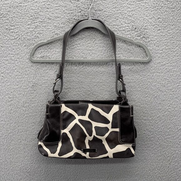 Womens Y2K‎ Shoulder Handbag Bag Animal Print Giraffe Brown White Medium - Picture 1 of 8